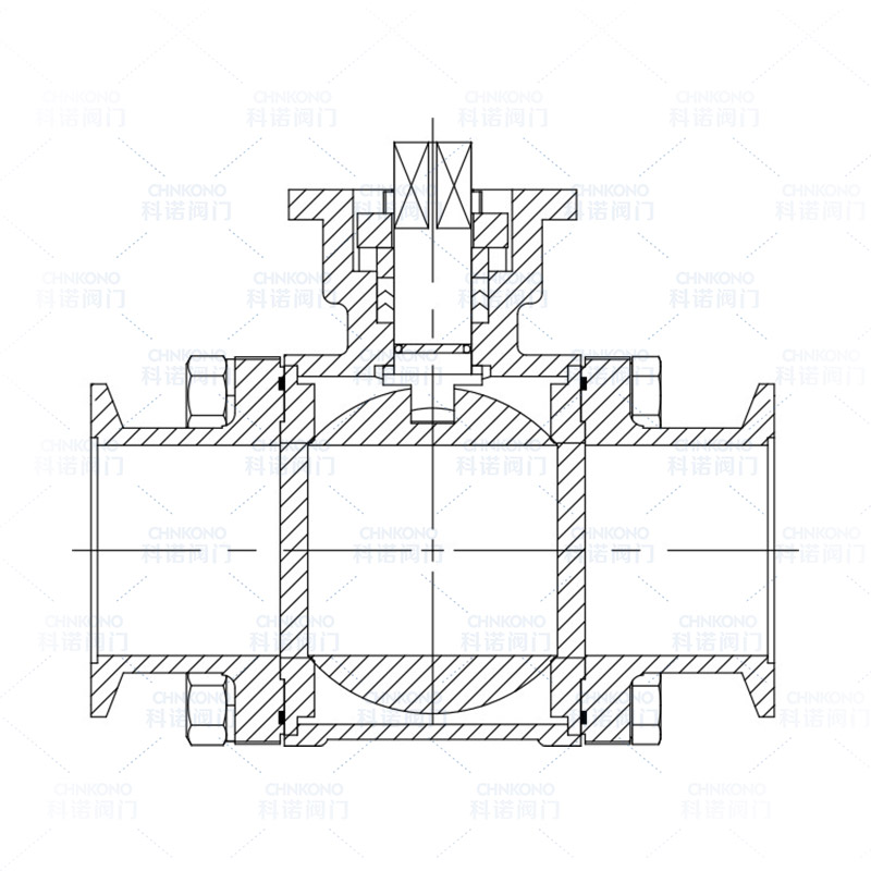 高平台三片式KF真空球阀