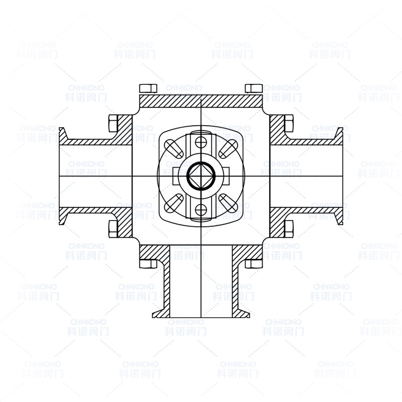 高平台三通快装球阀（四方体）