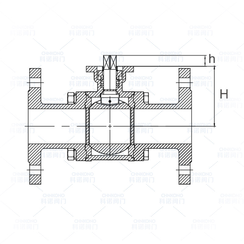 国标高平台三通法兰球阀（四方体）
